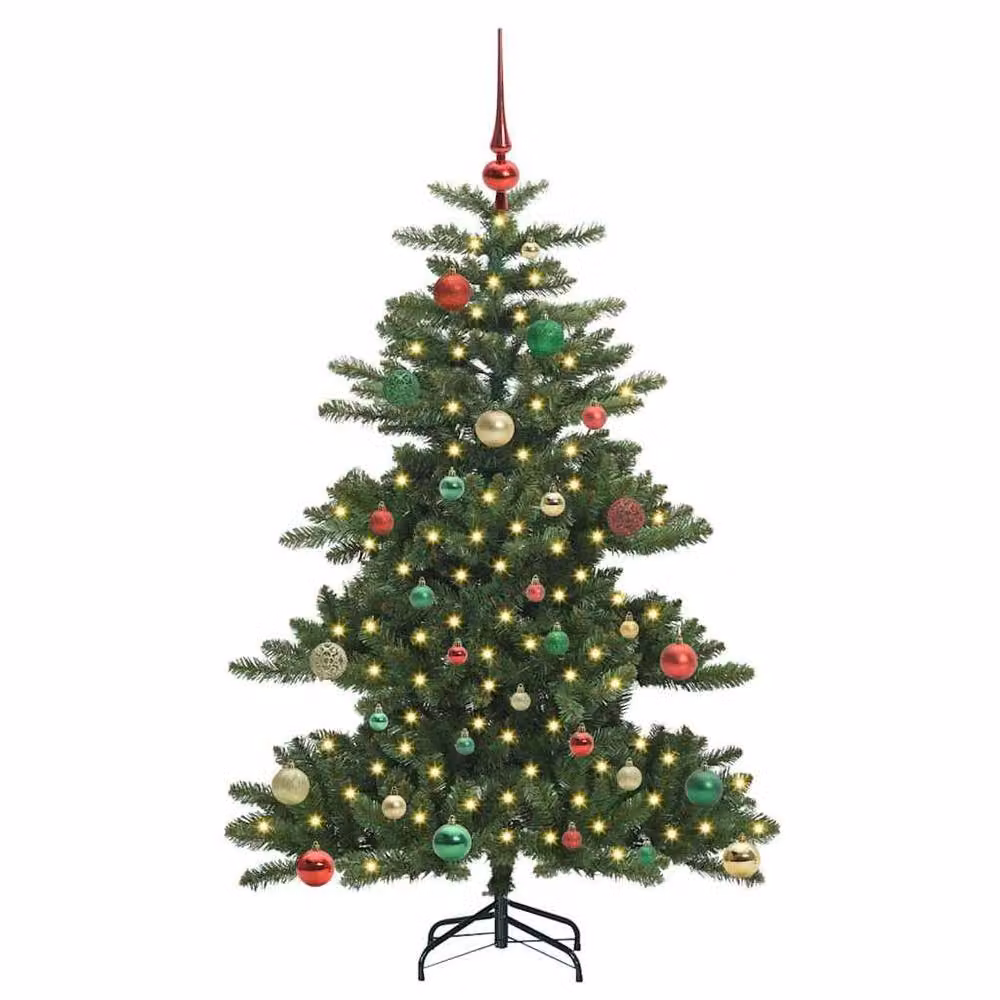 Berkfield Home Artificial Hinged Christmas Tree with 150 LEDs, Green, Height: 150 cm – 3