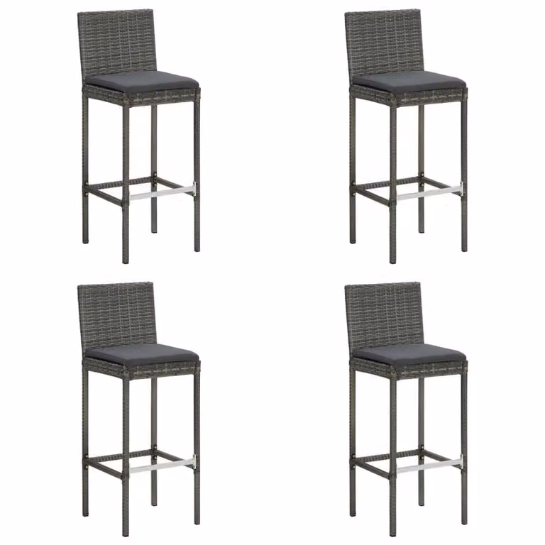 Berkfield Home Elegant 5 Piece Grey Poly Rattan Garden Bar Set with Cushions