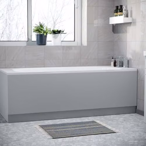 Nes Home Matt Grey Waterproof Durable PVC Bath Panel – 1