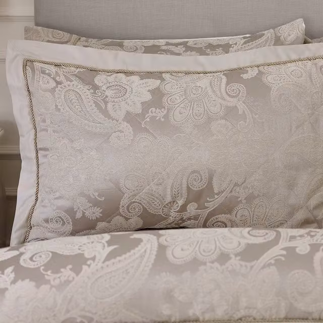 Catherine Lansfield Opulent Jacquard Cotton Pillow Protector in Beige