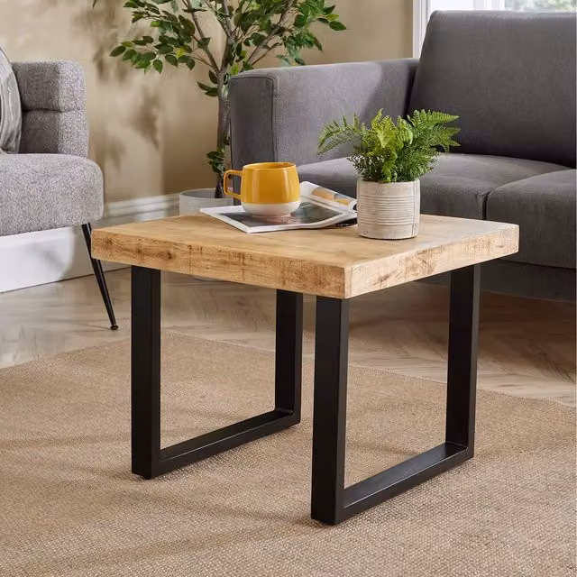 Home Source Cortez Rectangular Mango Wood Coffee Table in Brown and Multicolour