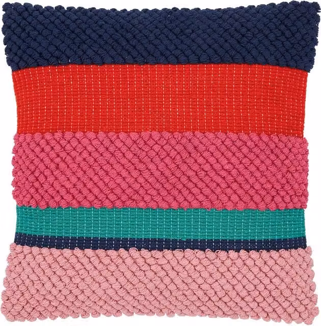 Joules Chatsworth Striped Cotton Square Cushion, Multicolour, W/D/H: 45 x 45 x 45 cm – 1
