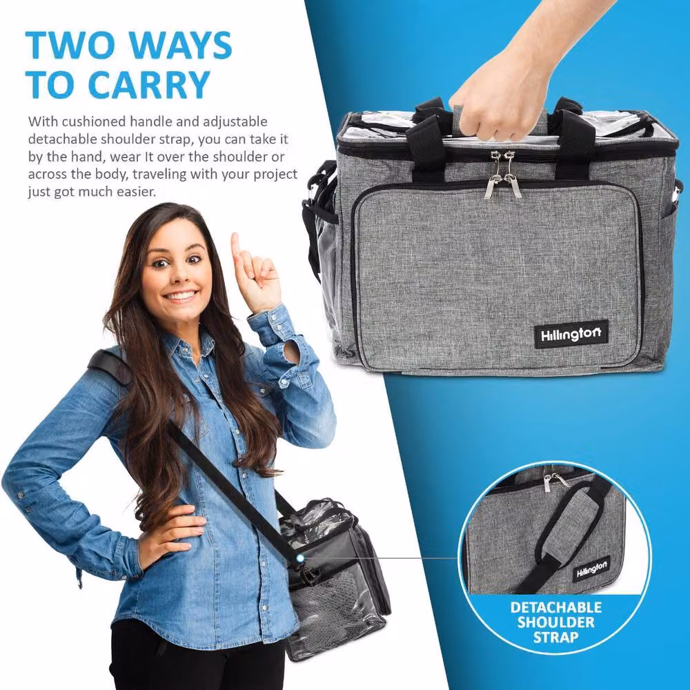 Hillington Knitting Storage Bag in Grey with Handles – 5