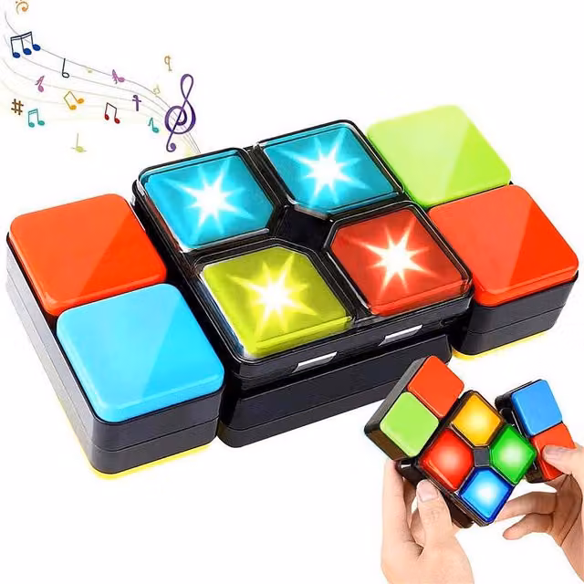 The Magic Toy Shop Magic Cube Electronic Brain Teaser Learning Game with Music and Lights, Multicolour