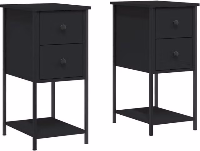 Berkfield Home Set of 2 Black Modern Bedside Cabinets, W/D/H: 32 x 42 x 70 cm – 1