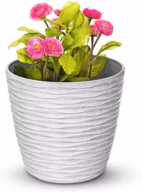 Kelvenix Set of 2 Modern Round Plastic Tabletop Flower Pots in Grey – 1