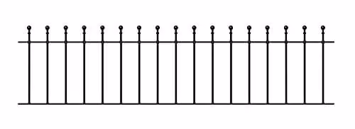 Burbage Iron Craft Manor Ball Top Garden Fencing Panel, Black Galvanised Steel, W: 183 cm, H: 45.5 cm – 1