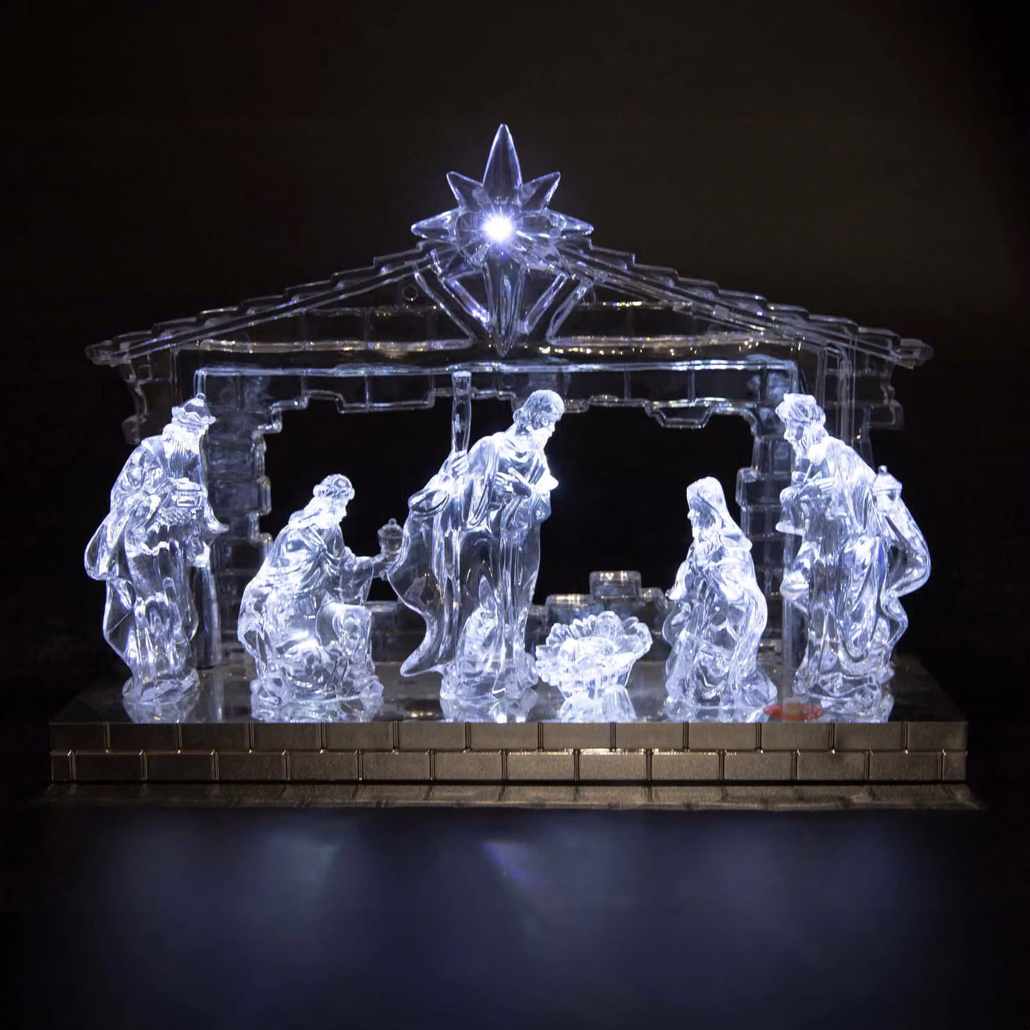 Shatchi Acrylic Light Up Nativity Scene in Natural Beige featuring Jesus, Mary, Joseph and the Three Wise Men – 4