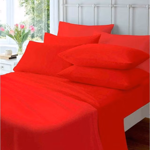 NewEdgeBlinds Red Plain Flannelette Cotton Pillowcase Pair