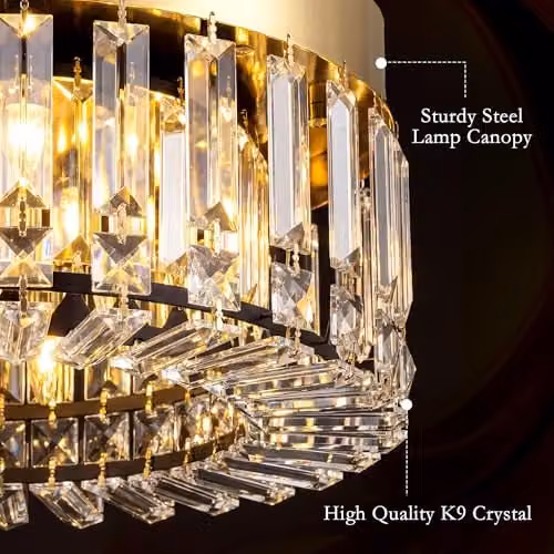 HOMCOM Crystal Ceiling Chandelier with 160 Transparent Pendants in Gold Tone – 4