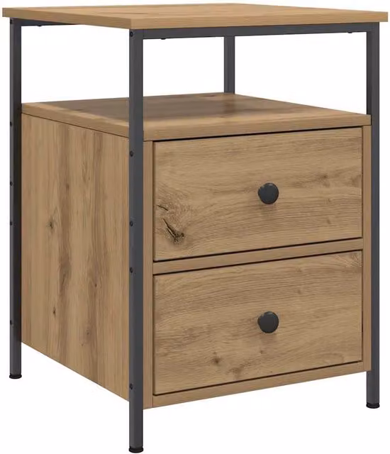 Berkfield Home Artisan Oak Bedside Cabinet in Brown, W/D/H: 44 x 45 x 60 cm