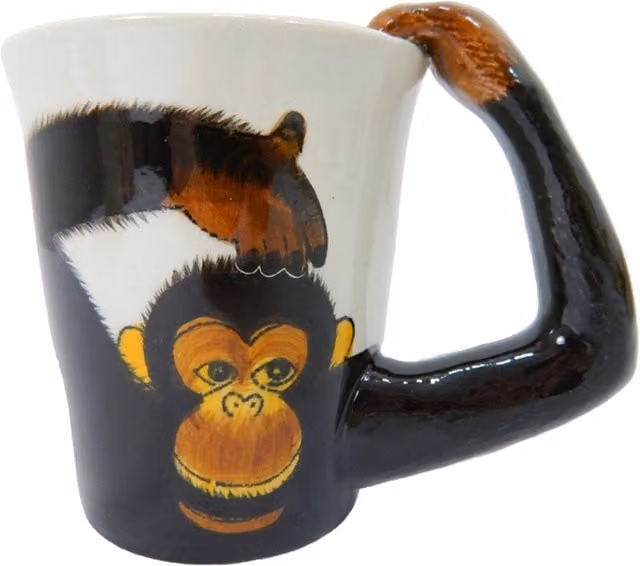 On Trade Winds White and Multicolour Ceramic Monkey Mug