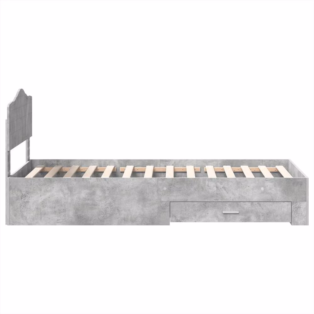 Berkfield Home Modern Bed Frame with Drawers in Concrete Grey, W/D/H: 90 x 200 cm, Engineered Wood – 2