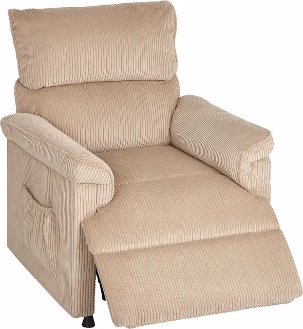 HOMCOM Corduroy Electric Massage Recliner with Armrests, Brown