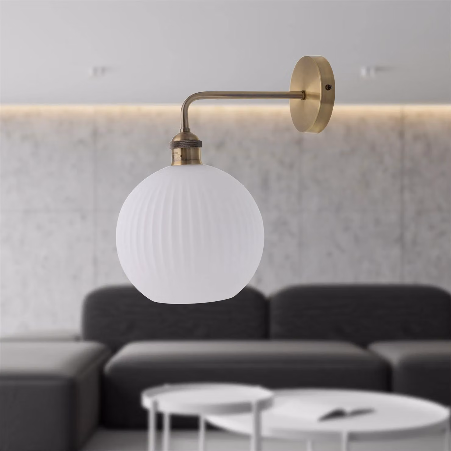 First Choice Lighting Isaac Antique Brass Wall Light with White Glass Shade in Gold – 3