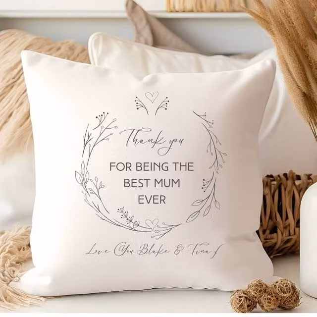 Aye Do Gifts Personalised Thank You For Being the Best Mum Ever Cushion in Beige, W/D/H: 40 x 40 x 40 cm – 1