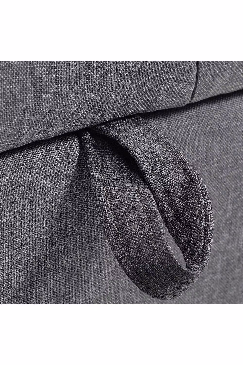 Garden Sanctuary Dark Grey Linen Splayed Armrest Storage Ottoman Bench Chaise – 4