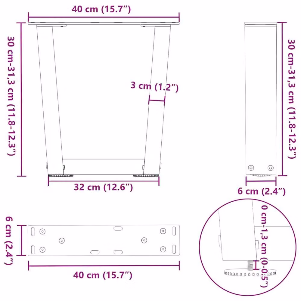 Berkfield Home Modern V-Shape Dining Table Legs, 2 Pieces, Black Steel – 6