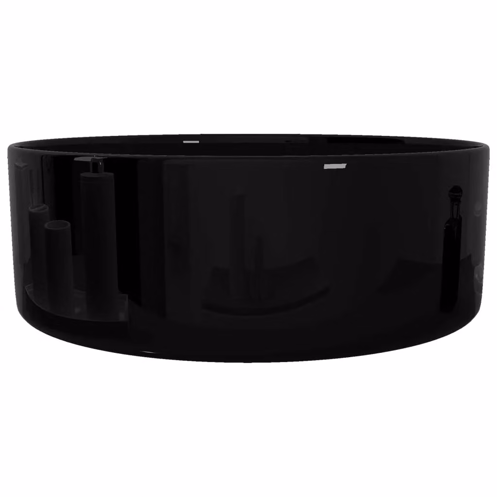 Berkfield Home Round Ceramic Basin, Black, W: 40 cm, D: 15 cm – 4