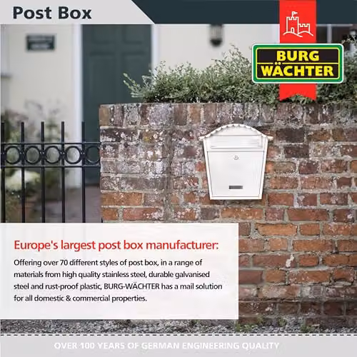 Burg-Wächter MB01 White Steel Enamel Wall Mounted Lockable Weatherproof Letterbox W/D/H: 36 x 37 x 13 cm – 3