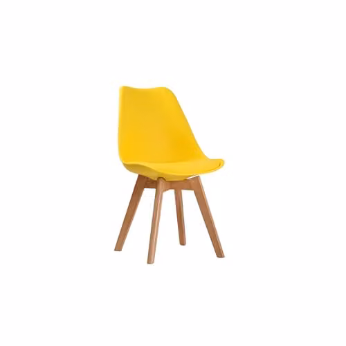 LPD Home Louvre Dining Set of 2 in Yellow with Beech Wood Legs and Padded Cushions – 1