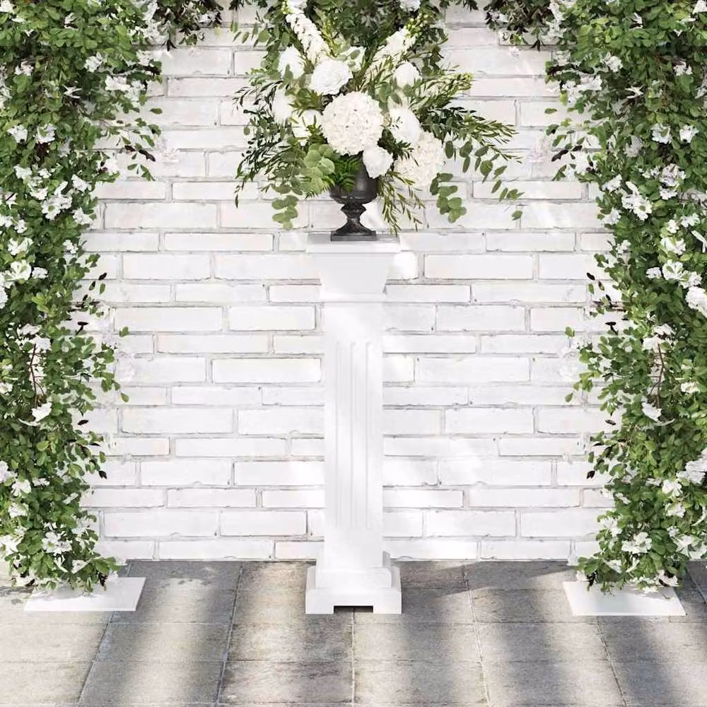 Berkfield Home Classic Square Pillar Plant Stand in White Lacquered MDF – 3