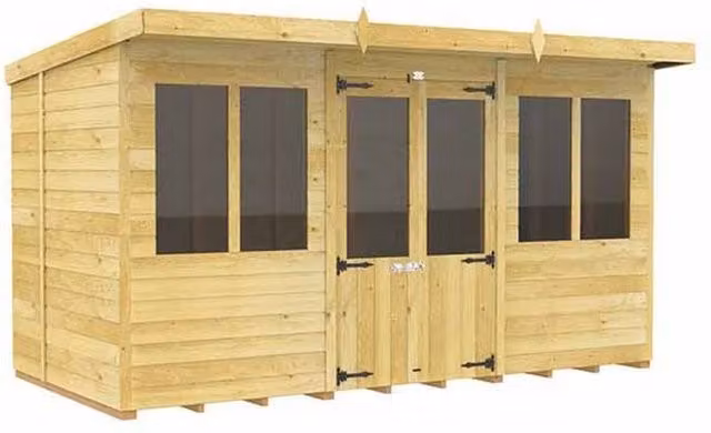 Buttercup Farm Pent Summer House in Brown Wood, L214 x W358 x H201 cm
