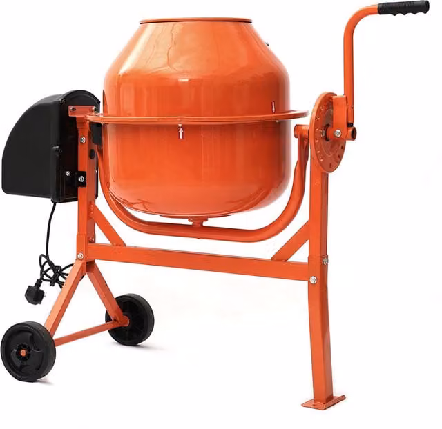 Livingandhome Portable Electric Concrete Mixer in Orange, 63L, W/D/H: 111 x 93.5 cm
