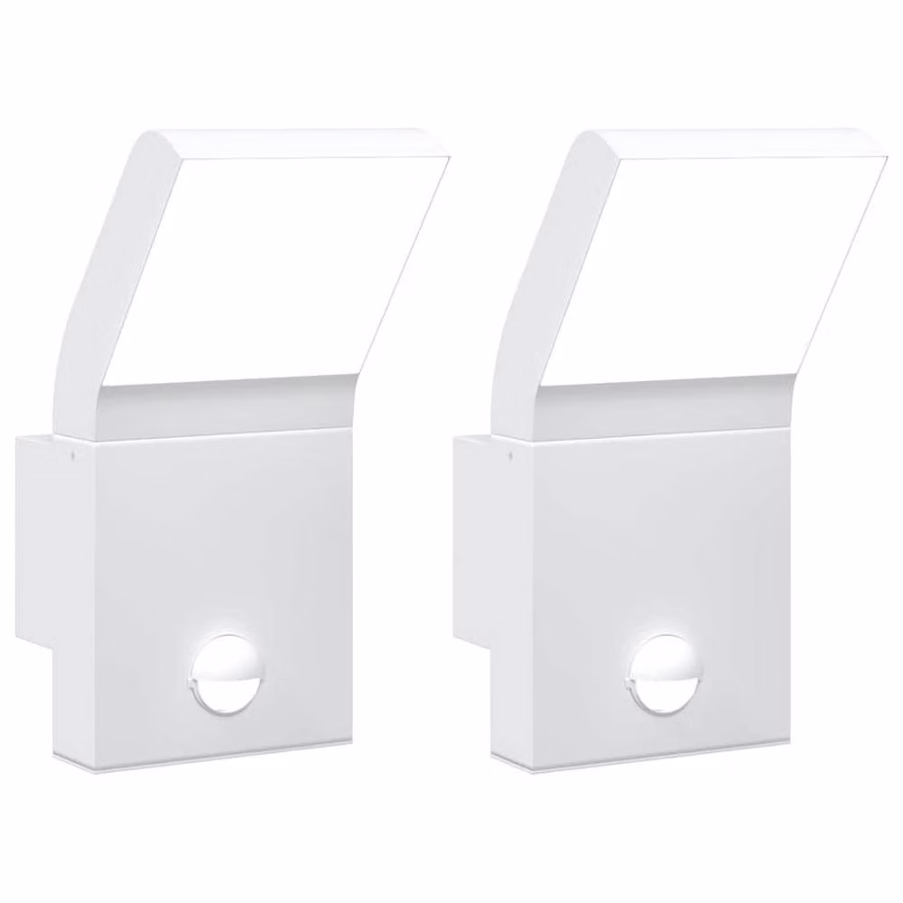 Berkfield Home Set of 2 White Outdoor LED Wall Lights with Motion Sensor and IP54 Rating – 2