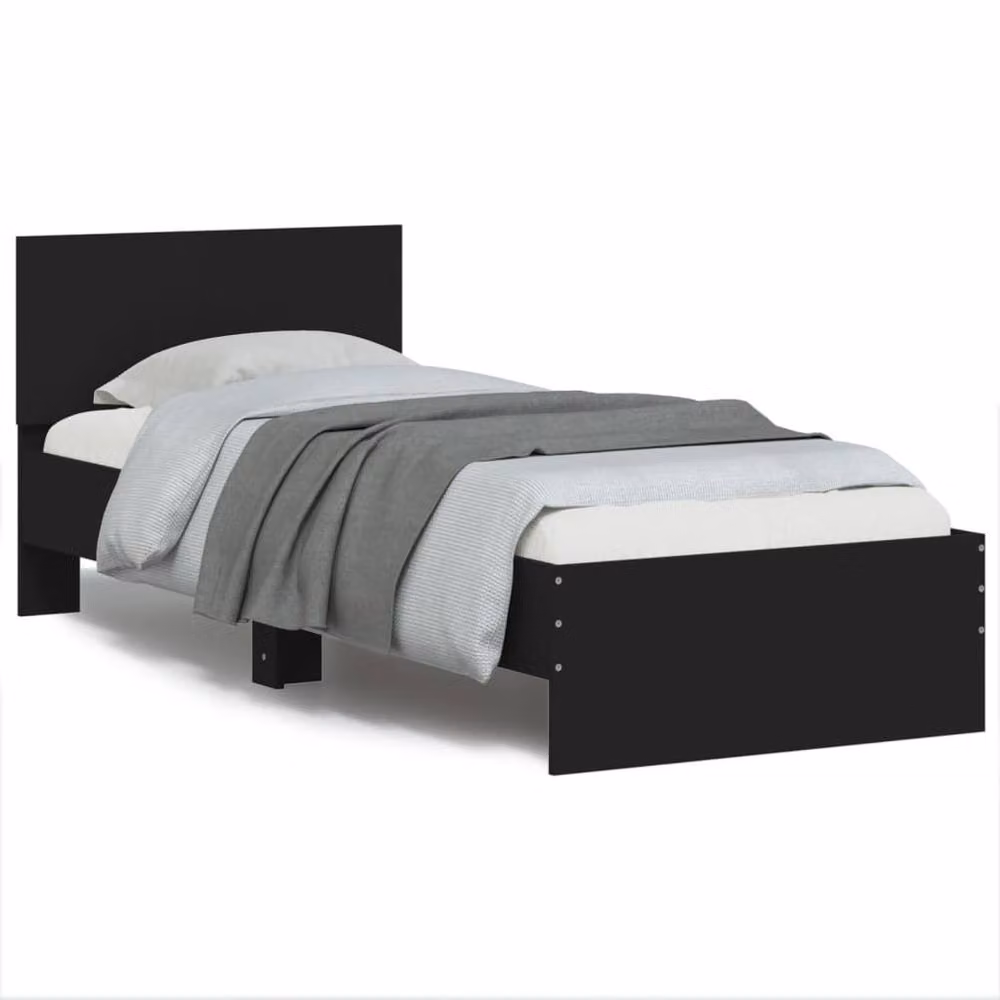 Berkfield Home Durable Bed Frame with Headboard and Lift Up Base, Black, W/D/H: 90 x 200 cm – 3