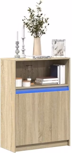 Berkfield Home Modern Sonoma Oak Sideboard with Integrated LED Lighting in Brown, W/D/H: 72 x 34 x 100 cm