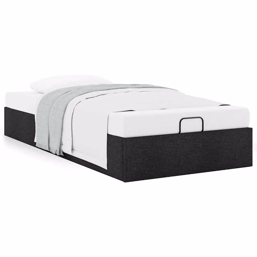Berkfield Home Single Ottoman Bed Frame in Black Fabric with Lift Up Base, W/D/H: 90 x 190 x 23.5 cm – 2
