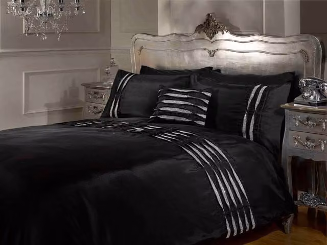 Rapport Home Crystal Boudoir Filled Cushion in Black, W: 50 cm, H: 30 cm