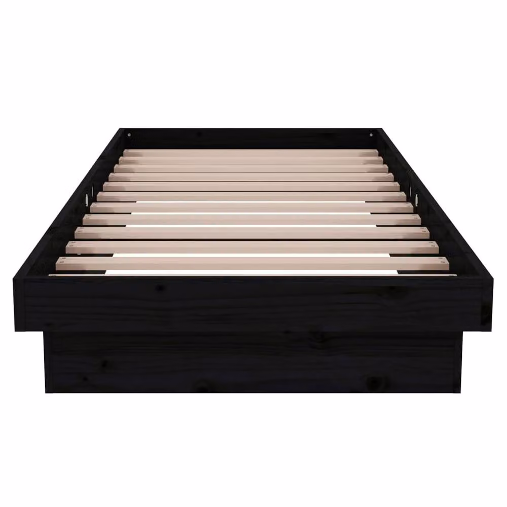 Berkfield Home Small Single Solid Wood Bed Frame in Black, W/D/H: 75 x 190 cm – 4