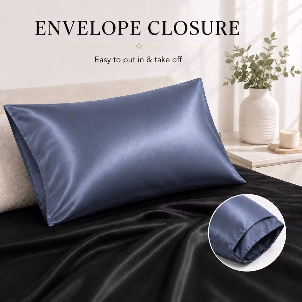 Pamposh Set of 6 Luxury Mako Satin Silk Pillowcases in Pale Blue – 5