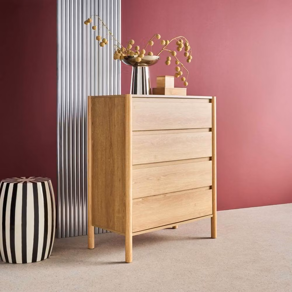 sweeek Modern Wood Effect Chest of 4 Drawers in Brown, W/D/H: 98 x 40 x 80 cm – 3