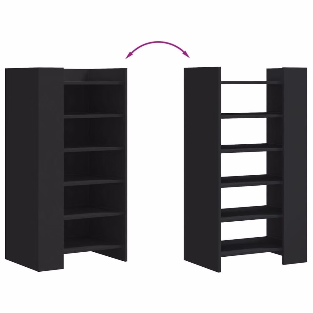 Berkfield Home Modern Black Shoe Cabinet with Internal Shelves, W/D/H: 52 x 37.5 x 100 cm – 5