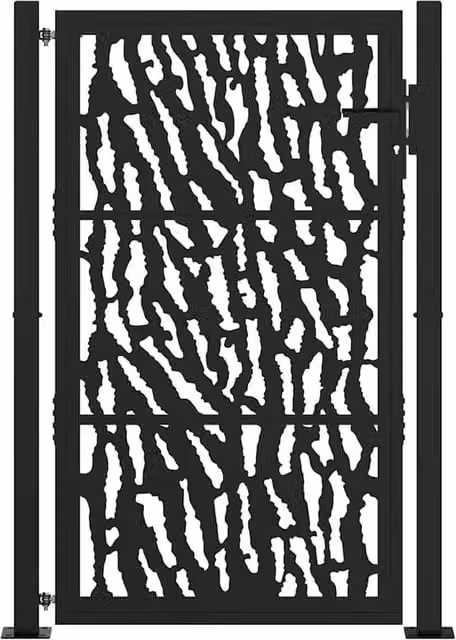 Berkfield Home Beautiful Garden Gate in Black Steel with Trace Design, W: 105 cm, H: 155 cm – 1