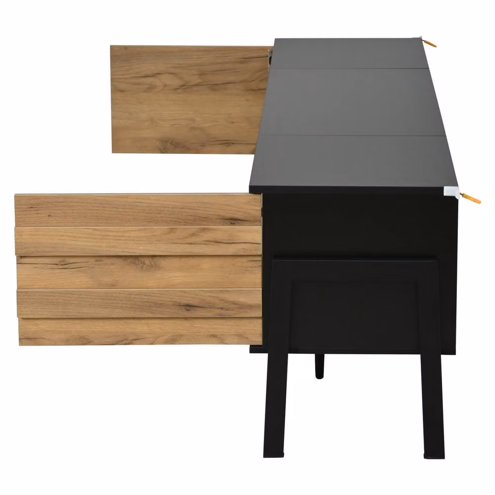 ModernLuxe Modern TV Cabinet with 2 Doors and Open Storage Space in Natural – 4