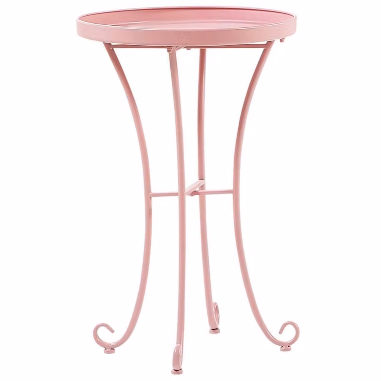Wyld and Coco Pink Metal Round Garden Side Table