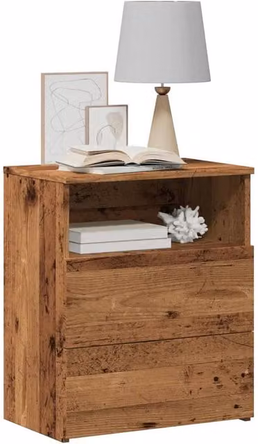 Berkfield Home Set of 2 Rustic Brown Bedside Cabinets in Old Wood, W/D/H: 50 x 32 x 60 cm – 1