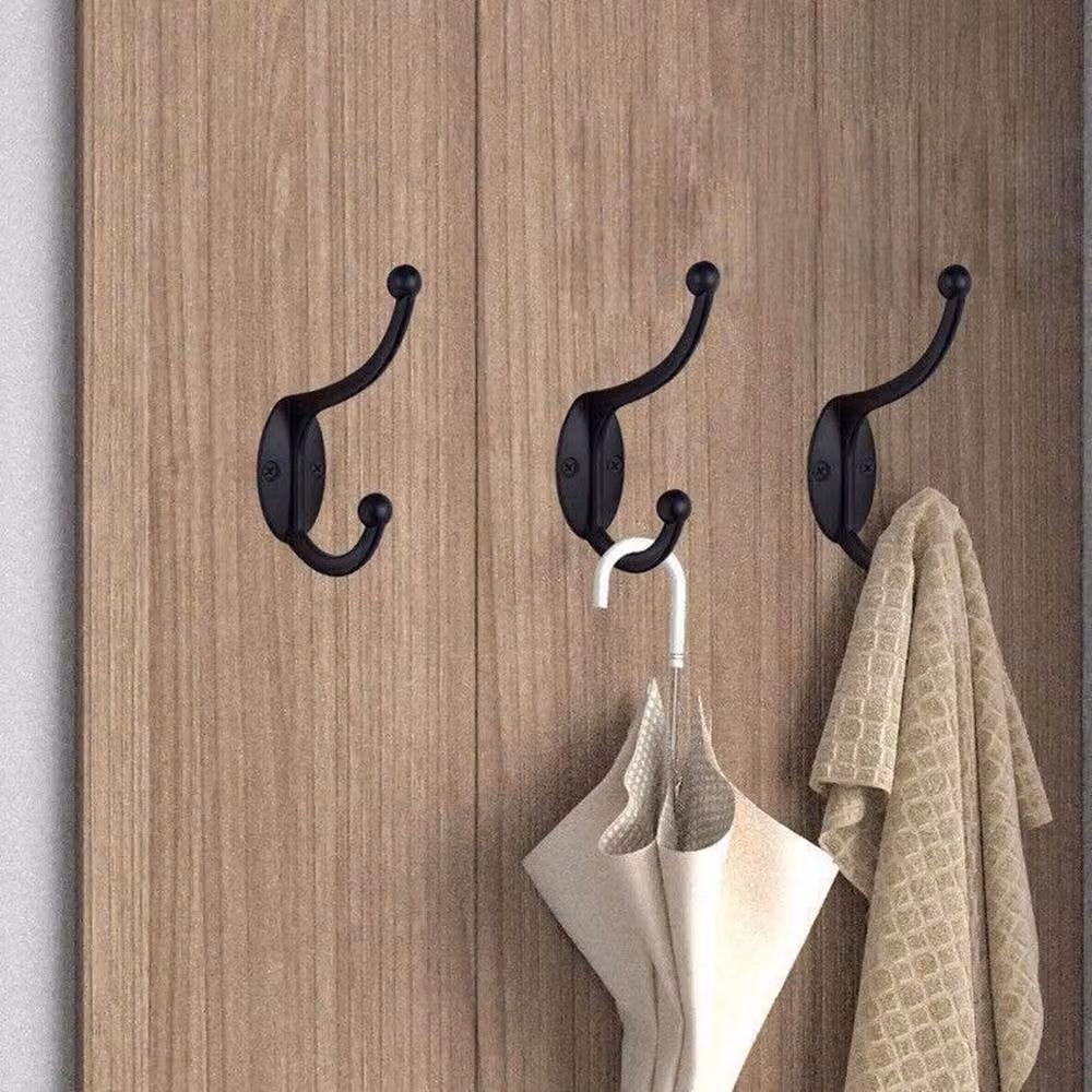 NESTLUNE 30-Piece Metal Double Hat and Coat Hooks in Black, W: 52 cm – 4