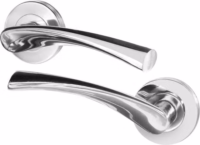 Novi Lever on Rose Door Handles, 1 Pair, Polished Chrome