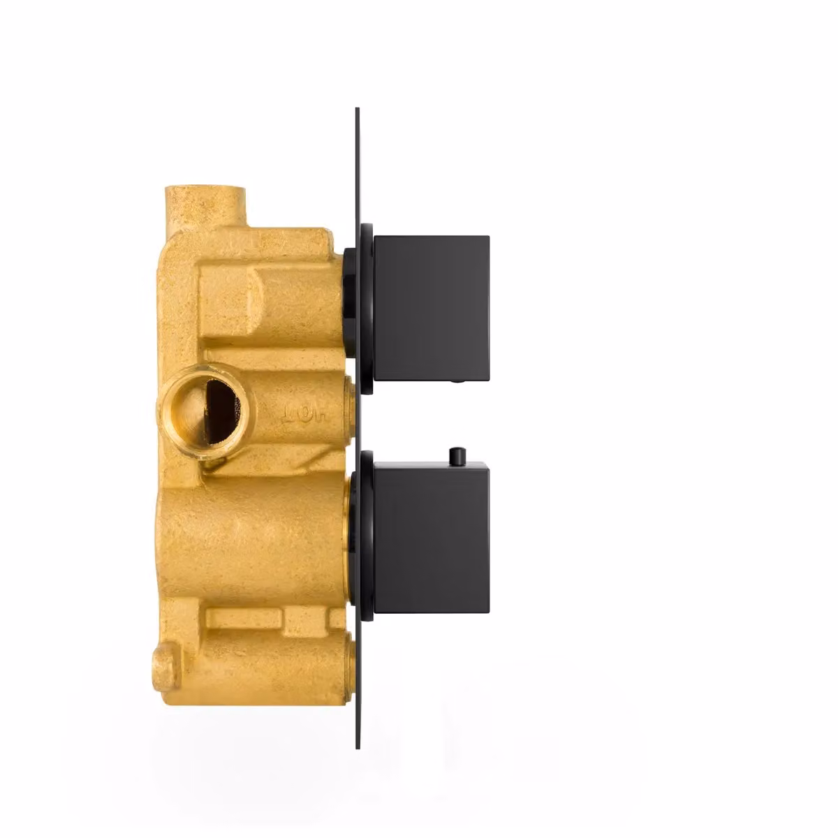 Nes Home Matte Black Concealed Thermostatic Square Shower Valve with 2 Dials and 1 Outlet – 2