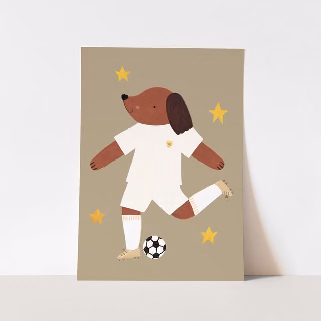 Kid of the Village Footie Pup Fine Art Print, Multicolour, W: 29.7 cm, H: 42 cm