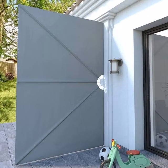 Berkfield Home Collapsible Terrace Side Awning in Grey, W/D/H: 300 x 200 x 200 cm