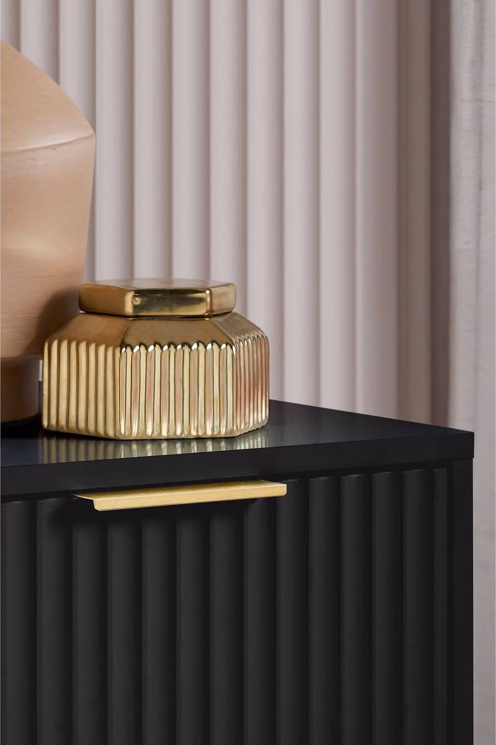 Birlea Zaza Black and Gold 3 Drawer Chest with Geometric Metal Design – 2