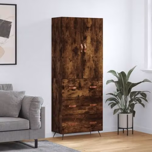 vidaXL Modern Highboard Sideboard in Smoked Oak, featuring Doors and Drawers for your Living Room or Bedroom, W/D/H: 180 x 34 x 69.5 cm – 2