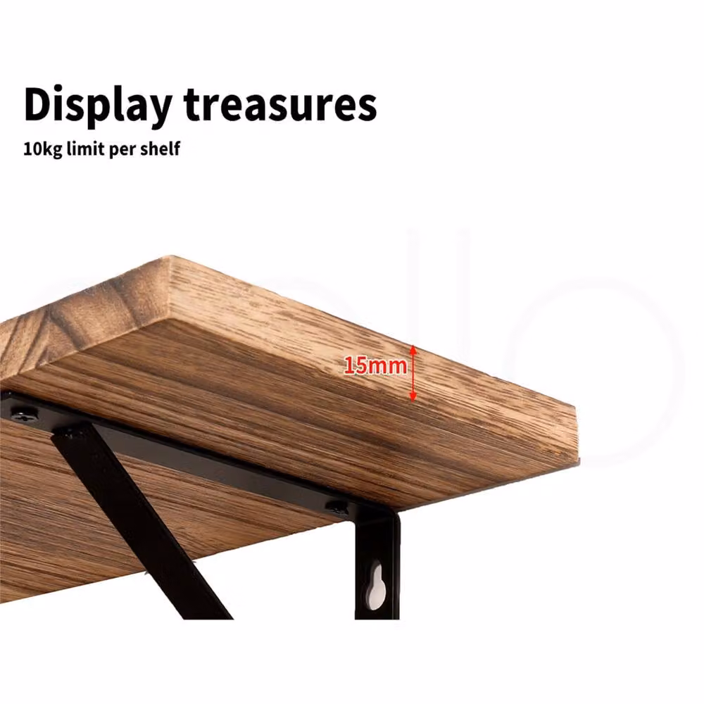 Nordara Levede L-Shape Wooden Floating Corner Shelves, Wall Mounted, Brown, W: 100 cm, D: 60 cm – 3