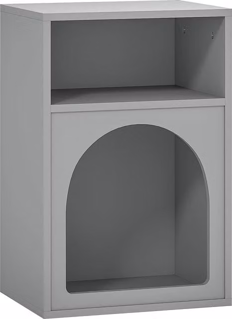 HOMCOM Modern Grey Bedside Table with 2 Open Compartments